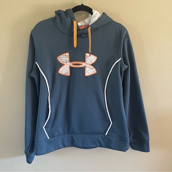 Under Armour Women’s Storm Pullover Hoodie gray orange size large GUC - Picture 3 of 10